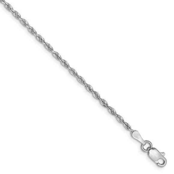 1.85mm 10k White Gold D/C Quadruple Rope Chain Anklet, 9 Inch - Picture 1 of 6